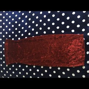 Red Velvet Suede Tube Dress.
